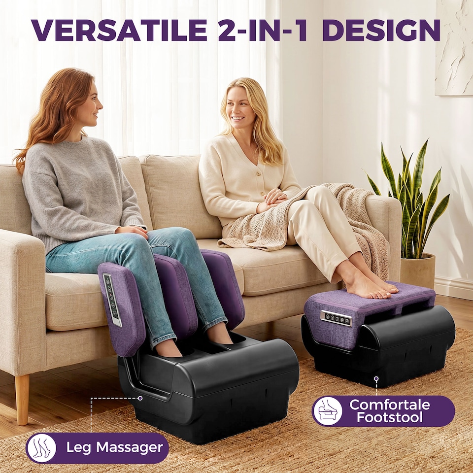 image 1 of HOMCOM 2 in 1 Foot Massager Machine & Ottoman with Heat