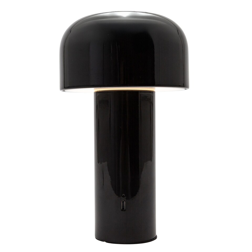 image 1 of Gloss Black Modern Mushroom Style Rechargeable LED Touch Dimmable Table Lamp | Black | Black | 1
