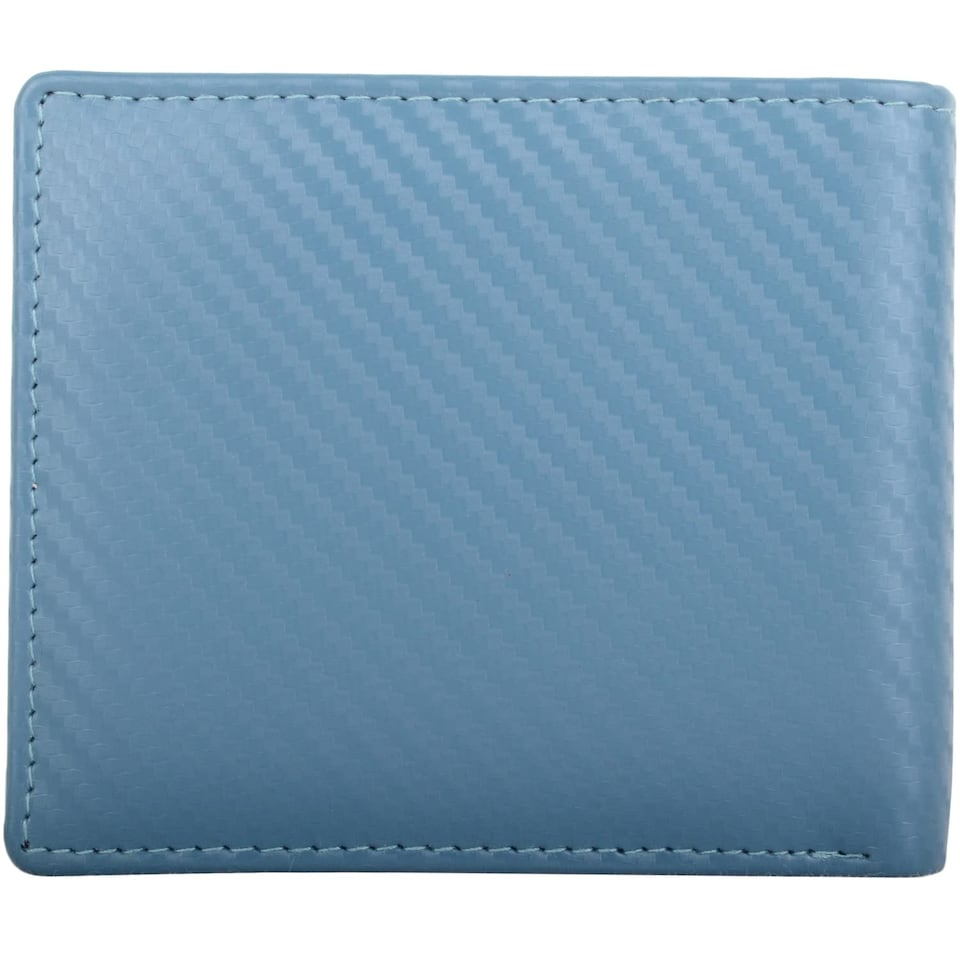 image 1 of London Leathergoods Mens Genuine Leather Diagonal Stitch Bi Fold Money Holder Wallet | Blue | Petrol