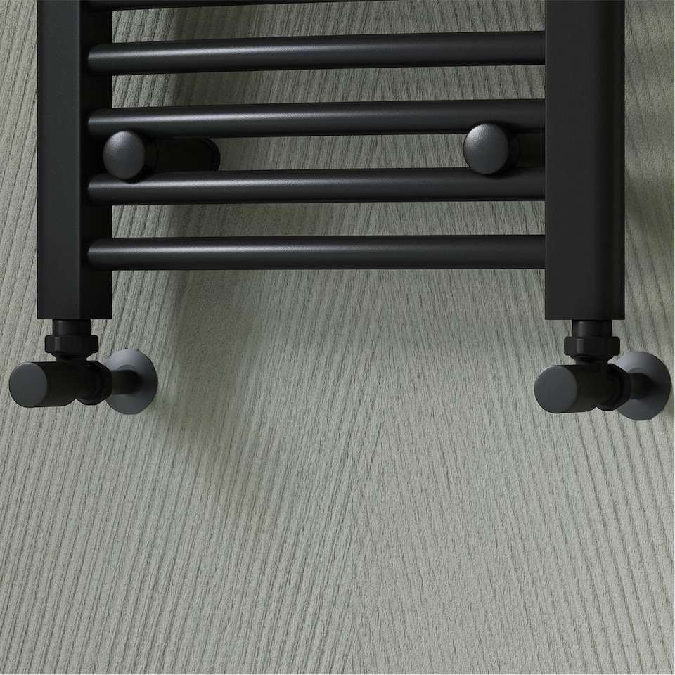 image 1 of Round - Black Radiator Valves Angled 10mm