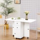 image 9 of HOMCOM Folding Dining Table for 4-6, Rolling Drop Leaf Table on Wheels with Storage Drawers, Cabinet and Open Shelf for Kitchen, Dining Room, White