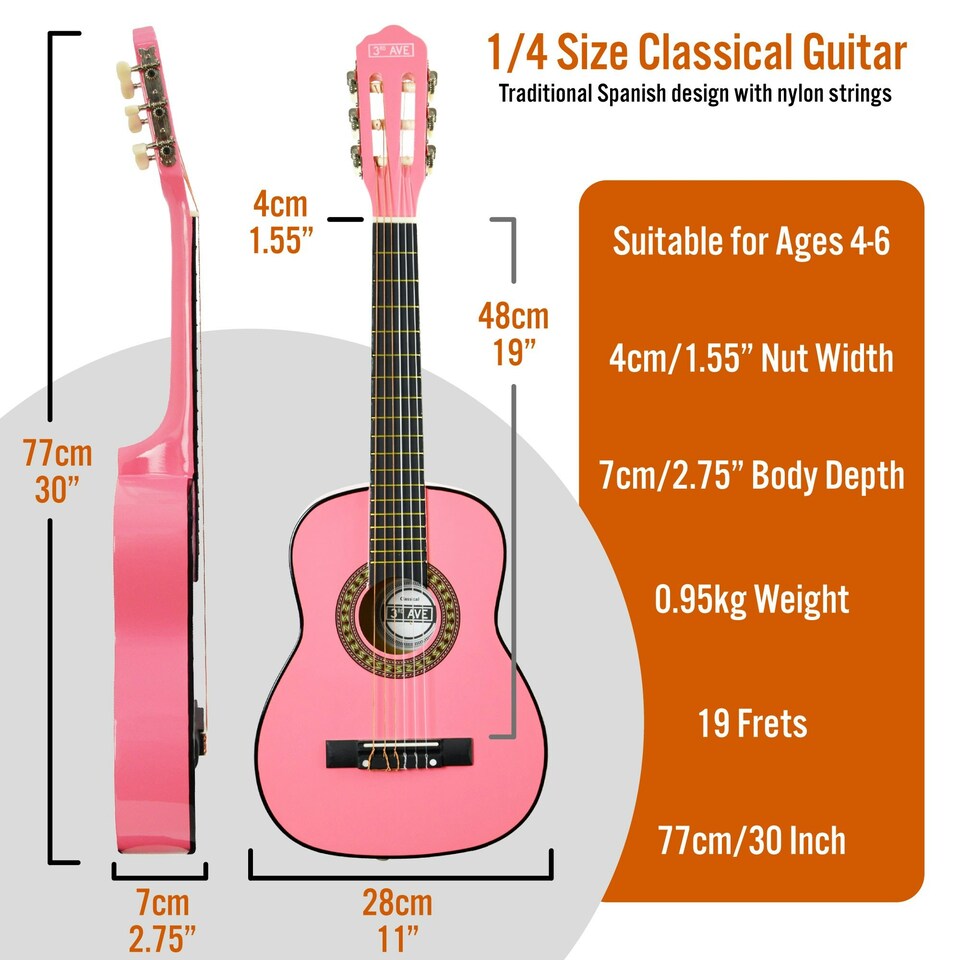 image 1 of 3rd Avenue 1/4 Size Classical Guitar Pack Brown