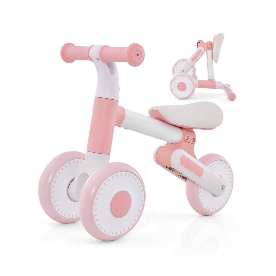 image 1 of COSTWAY Baby Balance Bike Folding Toddler Walker Pink