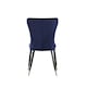 image 5 of Set of 2 New York Modern Velvet Dining Chairs with High Back, Black Metal Legs | Blue | Gold End Tips