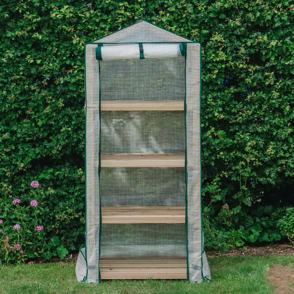 image 1 of Marshalls Garden Grow It Premium 4-Tier Wooden Growhouse | Green | White | 1 x Growhouse
