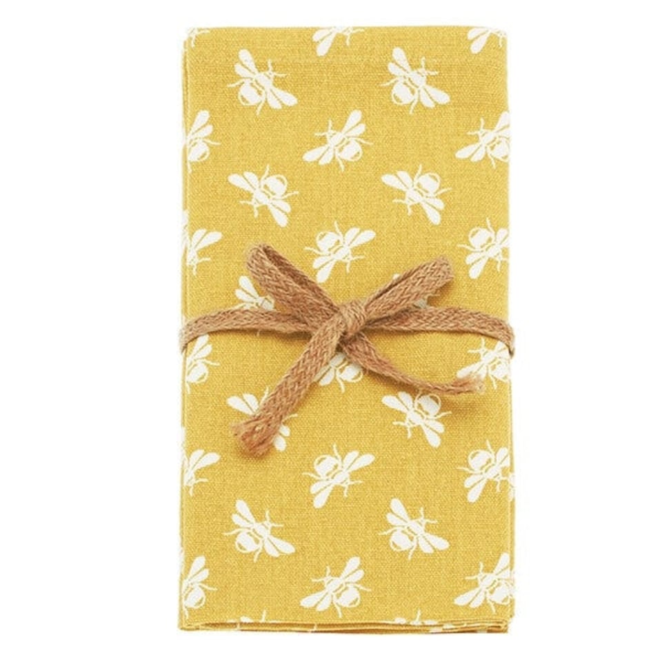 Walton & Co Ochre Bee Set Of 4 Napkins Yellow