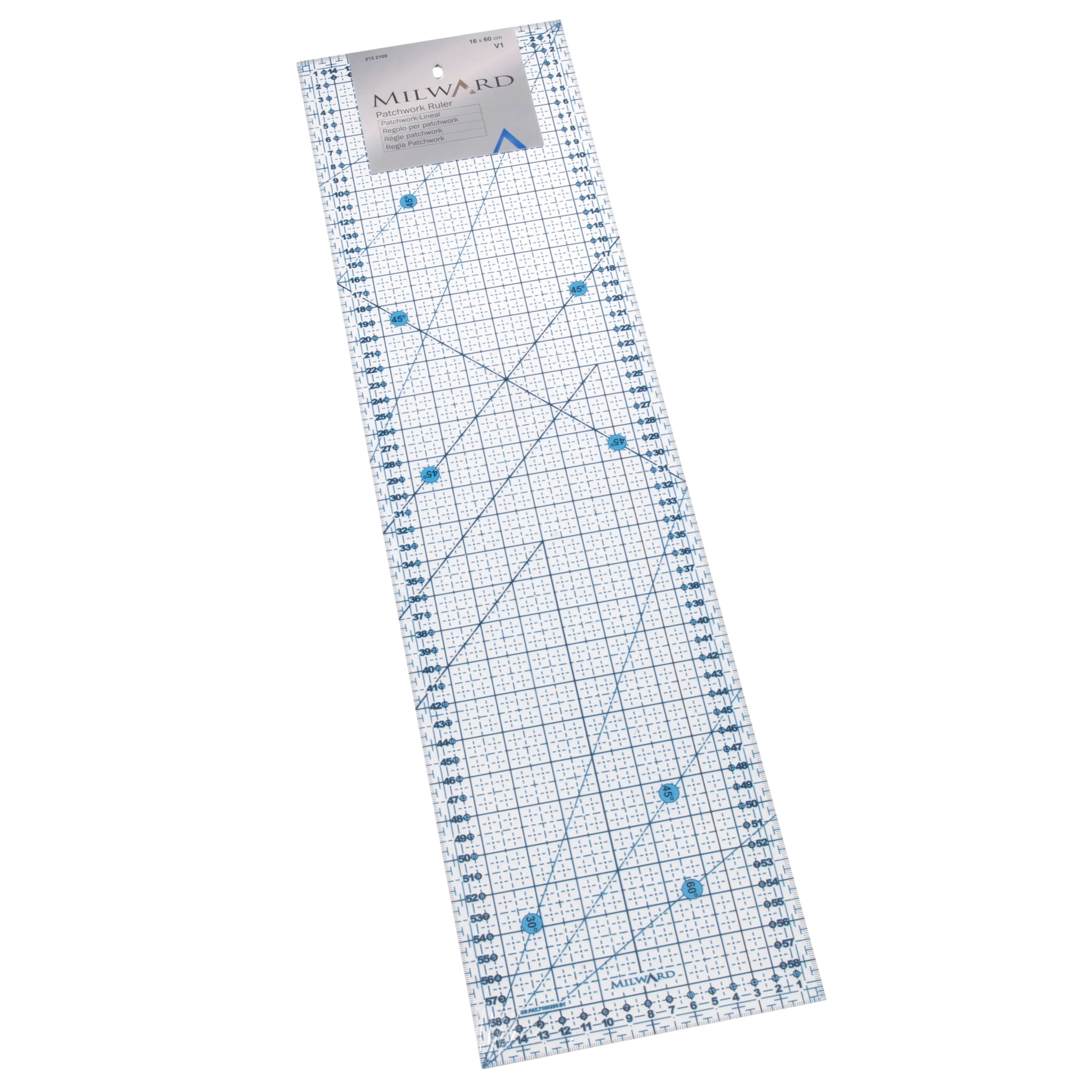 Milward PWORK RULER 16X60CM - Rule: Patchwork: Metric: 16 x 60cm: 1 Piece in Clear | Size: 16X60 cm