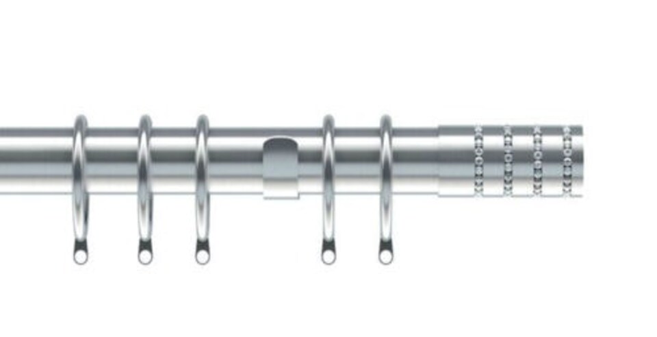image 1 of 25-28mm Allure End Satin Silver Metal Curtain Pole Set 170 - 300cm | Silver | Silver
