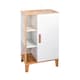 image 6 of Showerdrape Varallo Matt White & Bamboo Floor Bathroom Cabinet with Display Shelves | White | 1