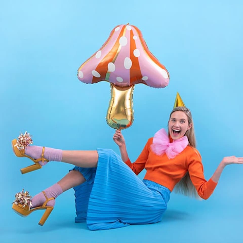 image 1 of Vibrant Mushroom Metallic Giant Helium Foil Balloon 95cm / 37 in