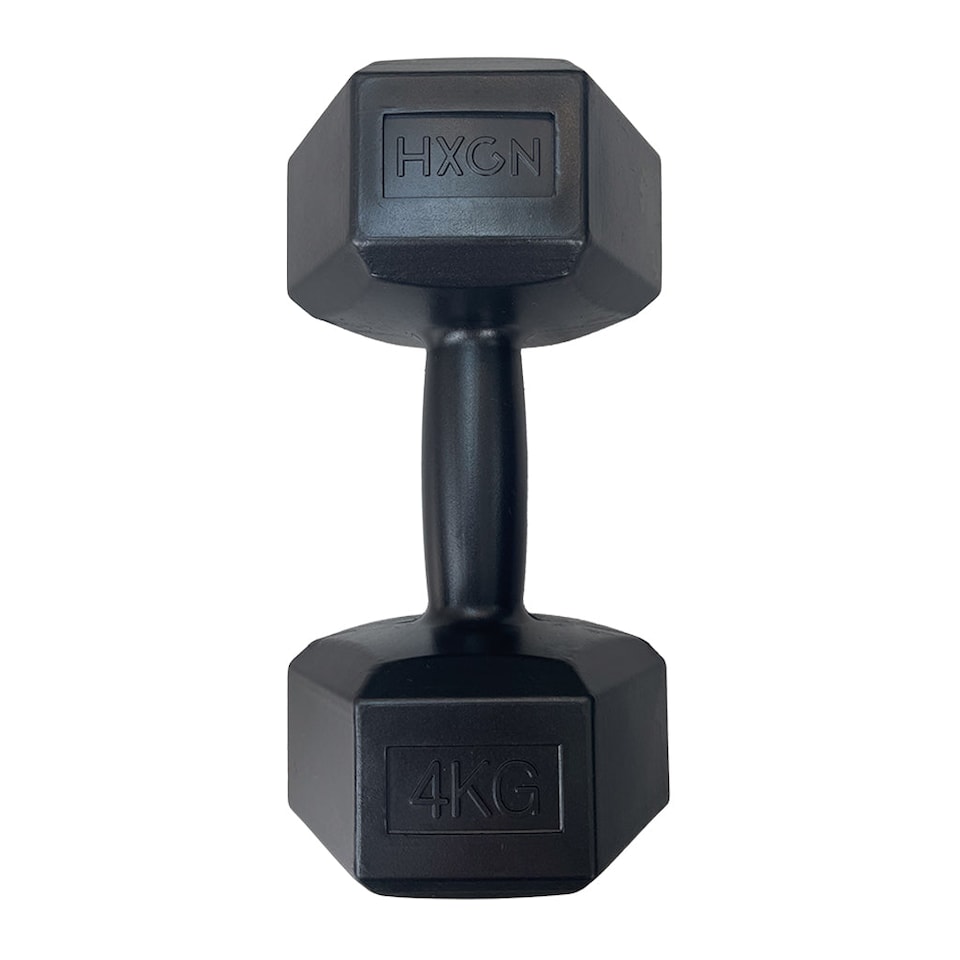 image 1 of HXGN 4kg Hex Vinyl Dumbbells (Pair) - Black | Black | BLACK | 4 kg