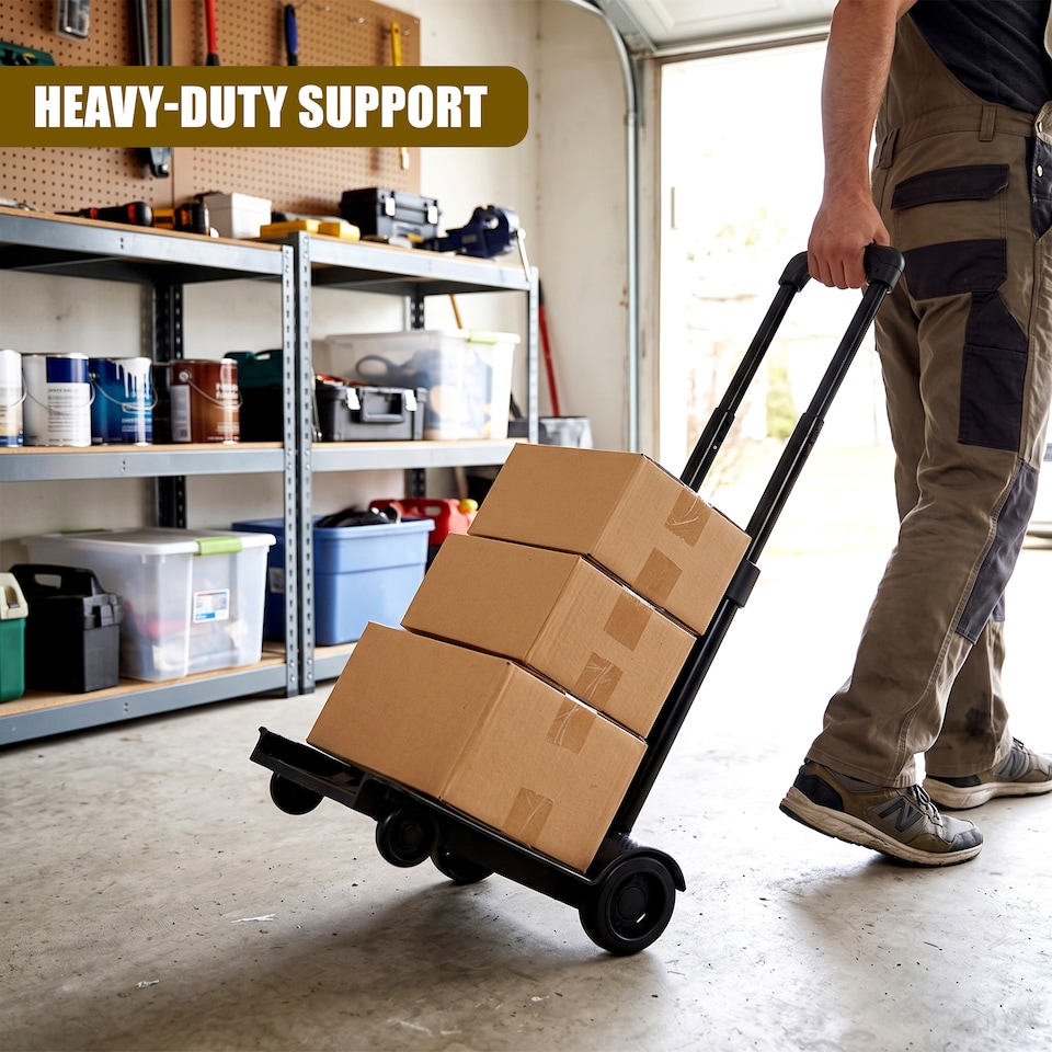 image 1 of GEEZY Folding Hand Truck with 30kg Capacity, Lightweight Luggage Trolley