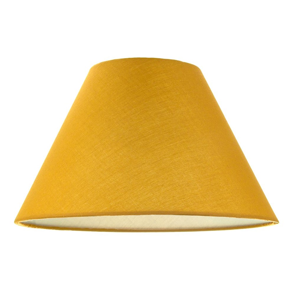 image 1 of Traditional 12" Ochre Cotton Coolie Lampshade Suitable for Table Lamp or Pendant | Yellow | Ochre | 1