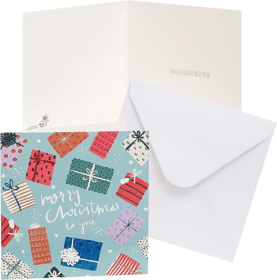 image 1 of Multipack of 8 Bright Presents Design Charity Christmas Cards with Envelope