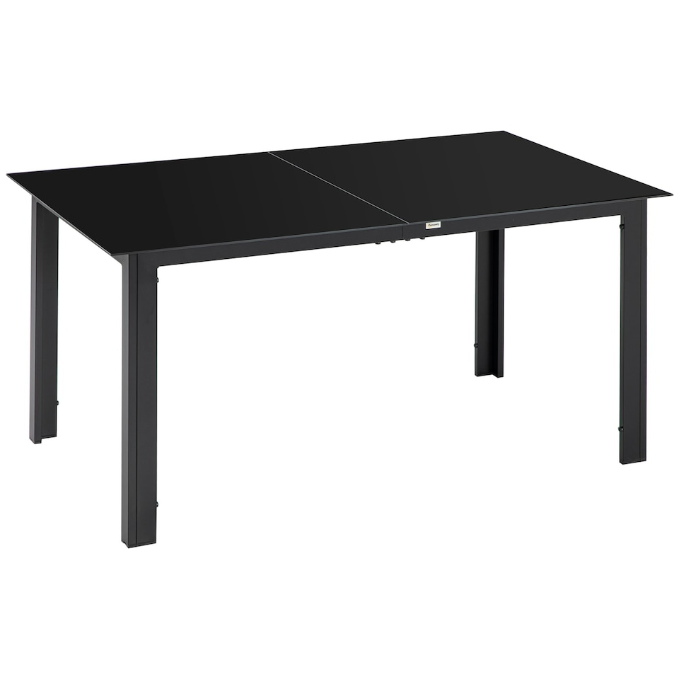image 1 of Outsunny Outdoor Dining Table for 6 Patio Table with Glass Tabletop