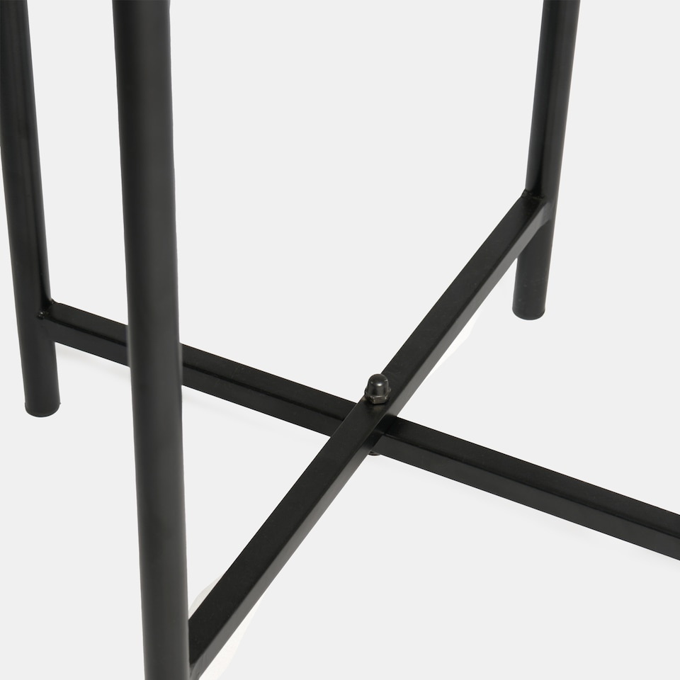 image 1 of OHS Round Side Table Coffee End Tables Nightstand with Metal Frame | Bronze | Natural