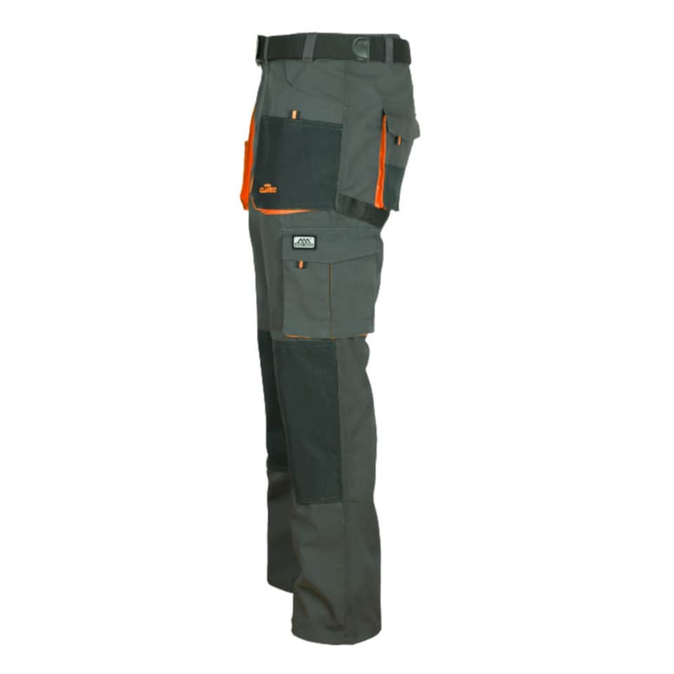 image 1 of ArtMas Grey Orange Work Trousers for Men  Durable Design with Knee Pad Pockets Cargo Storage and Reinforced Seams Size UK36