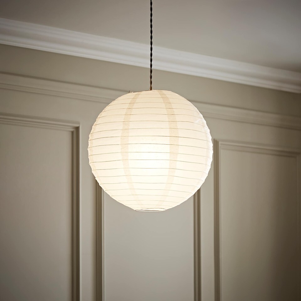 image 1 of ValueLights Isla White Paper Globe Ceiling 40cm Lamp Shade | White
