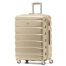 Flight Knight 25" 4 Wheel ABS Hard Case Medium Suitcase 100+ Airlines Approved - easyJet, British Airways, Ryanair, Jet2, Emirates & Many More - Check-in | Cream | Champagne | Medium