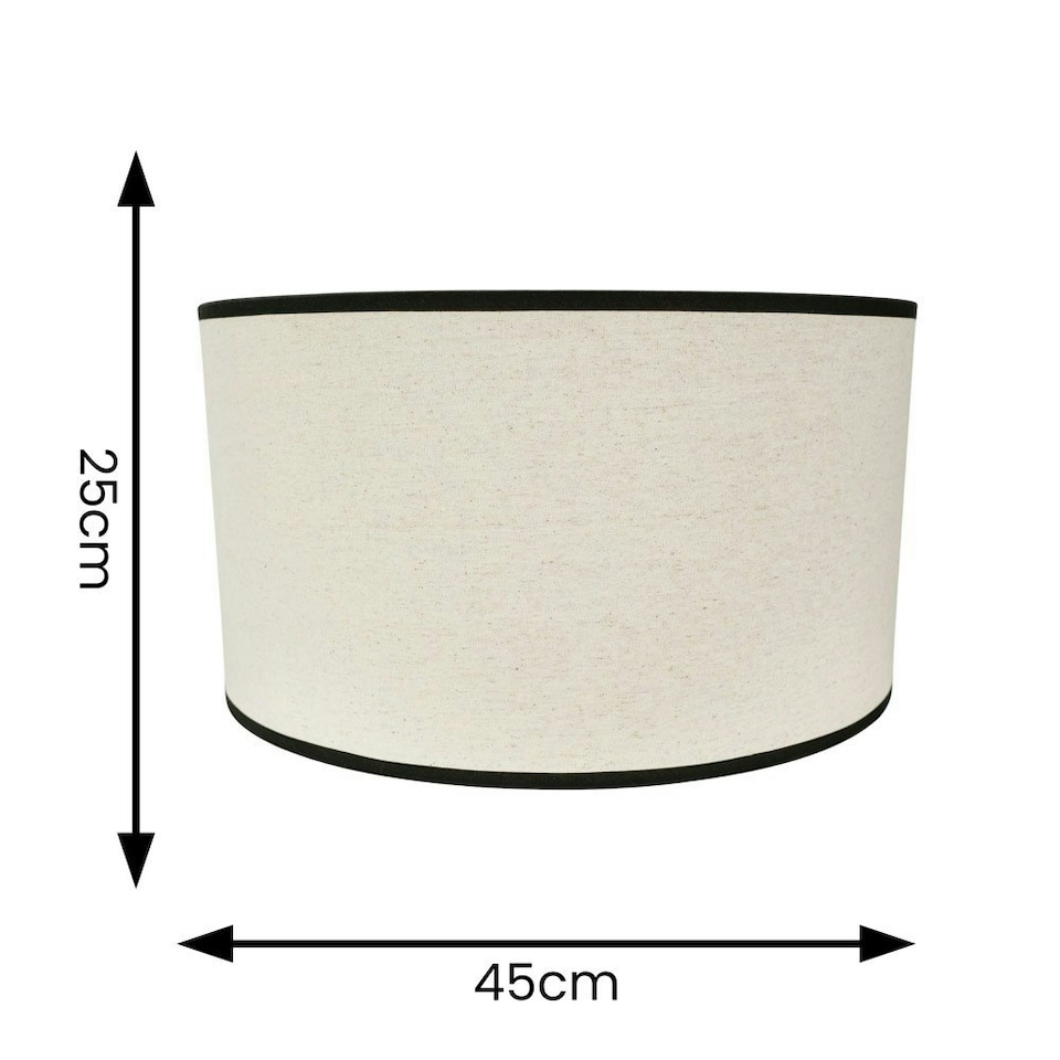 image 1 of ValueLights Eva Natural Linen Fabric with Black Trim Large Drum Light Shade Cream