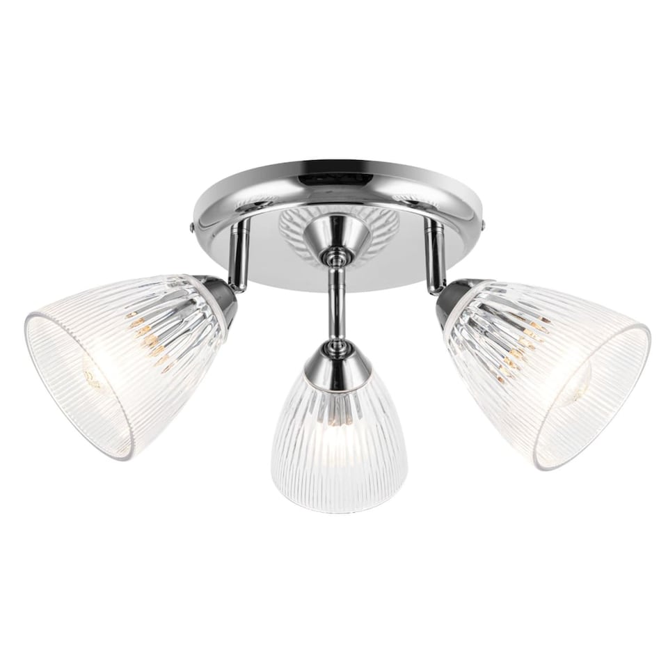 image 1 of COSYLYTE Athella Bathroom 3 Light Modern Ribbed Glass Spotlight - Chrome Base | Chrome | 1