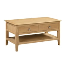 Solid Oak Coffee Table with 2 Drawers | Brown | Brown