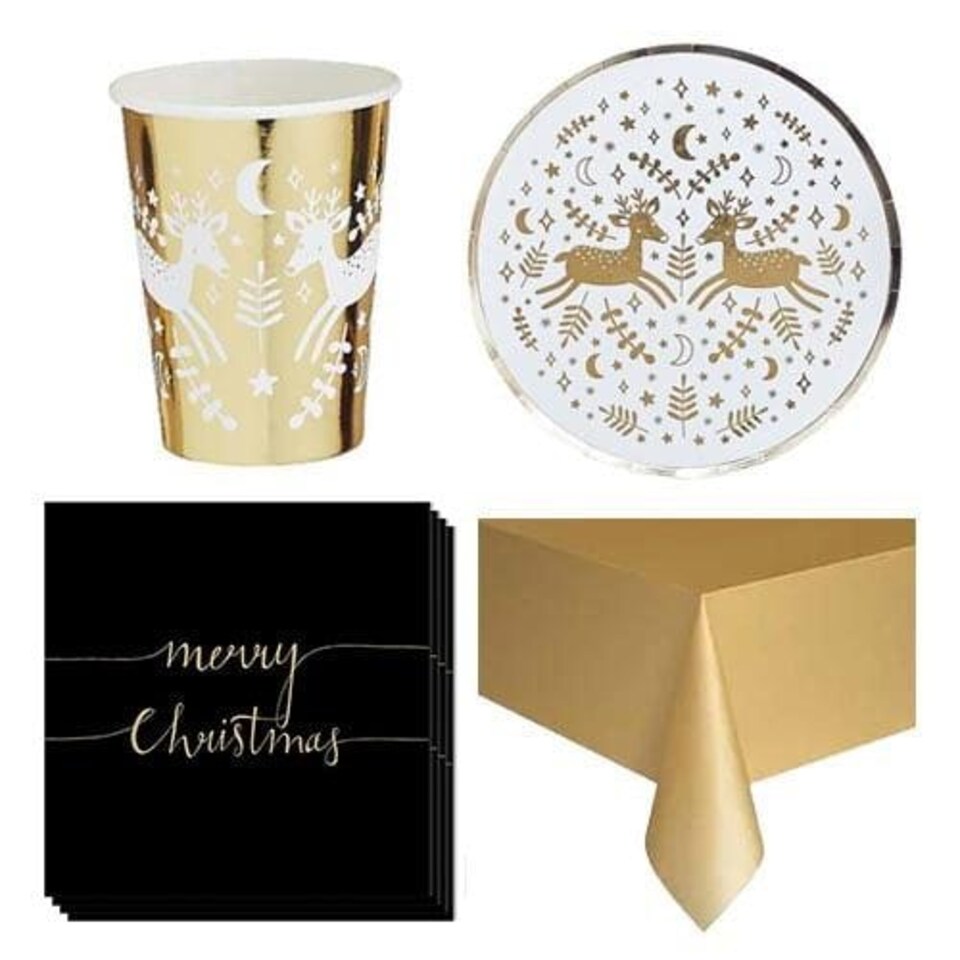 Gold Reindeer Christmas 8 Person Value Party Pack