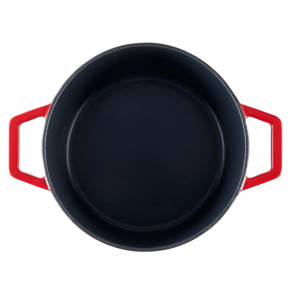 image 1 of Cooks professional Cast Iron Casserole Dish 20cm - Ovenproof Pan with Lid | Red | Red | 1