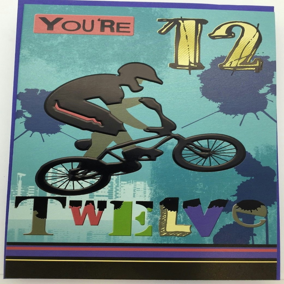 image 1 of 12th Birthday Card with Blue Envelope