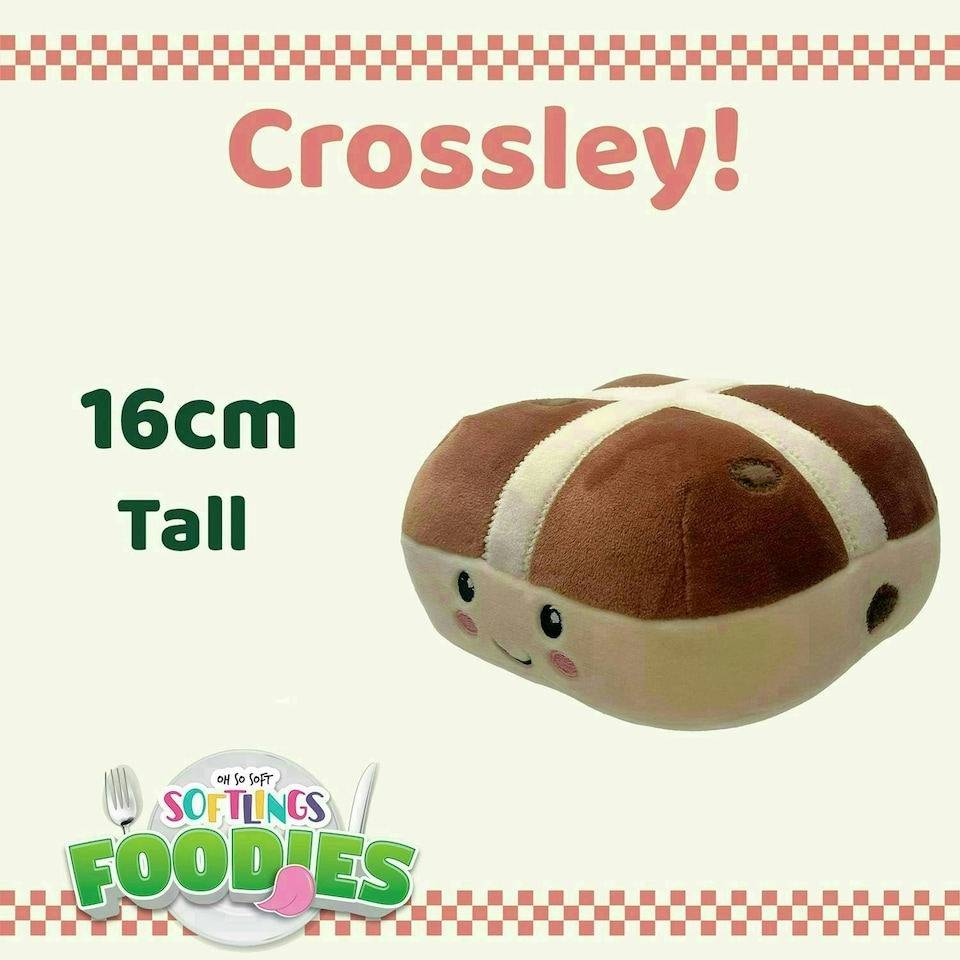 image 1 of Hot Cross Bun Soft Toy Food Themed Cute Plush Cuddly Fluffy 16cm Multi-Coloured
