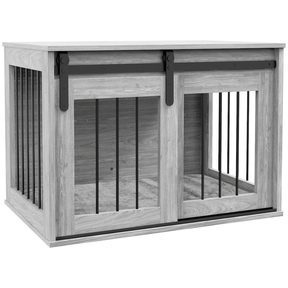 image 1 of PawHut Dog Crate Furniture with Removable Cushion, for Medium Dogs - Grey