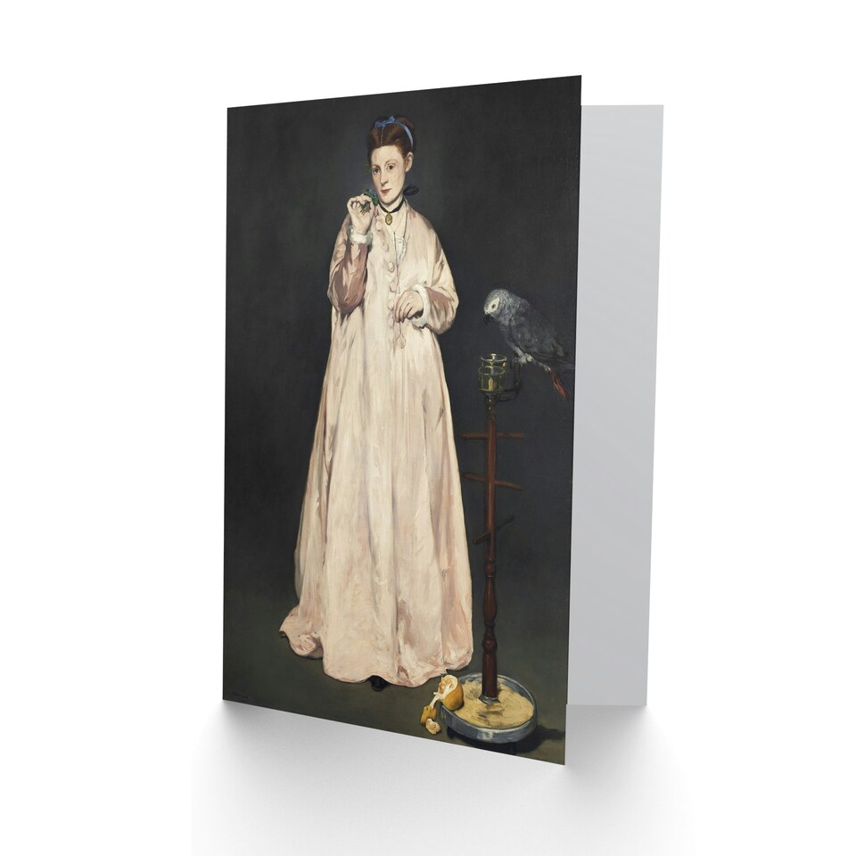 image 1 of Edouard Manet Art Card Young Lady With a Parrot Portrait