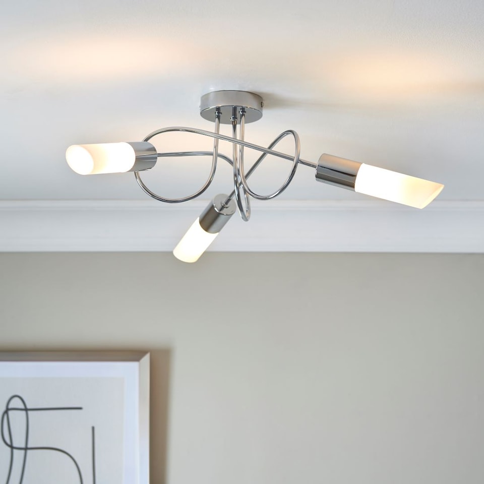 image 1 of Patras Chrome 3 Light Semi Flush Ceiling Light
