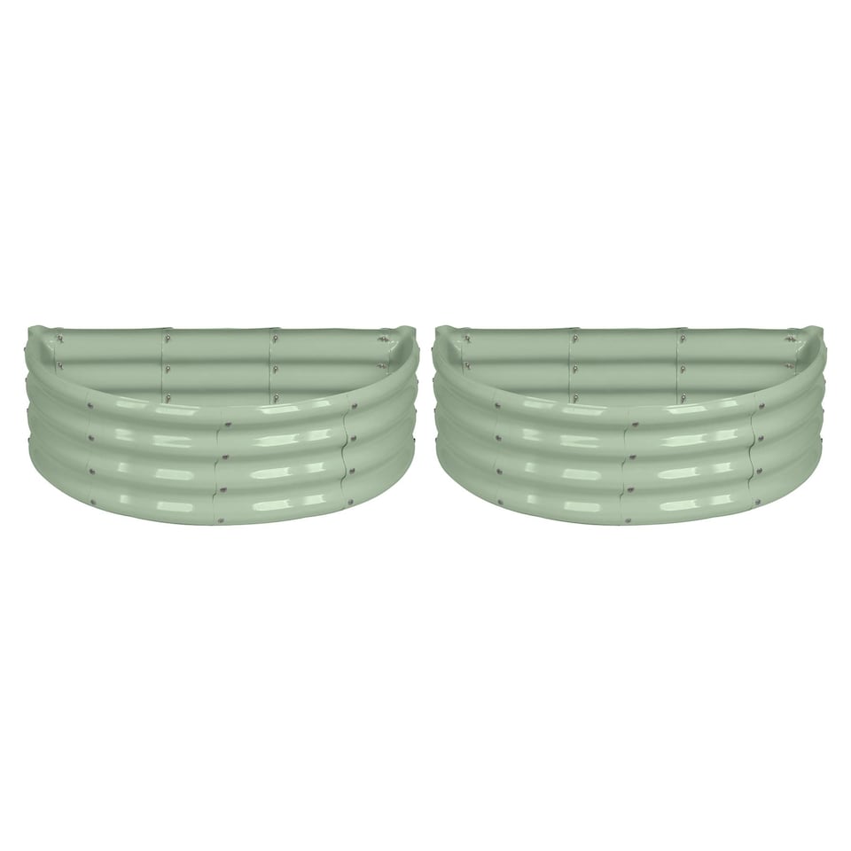 image 1 of Harbour Housewares Semicircular Galvanised Steel Raised Garden Beds - 90cm x 45cm - Green - Pack of 2 | Green | Green