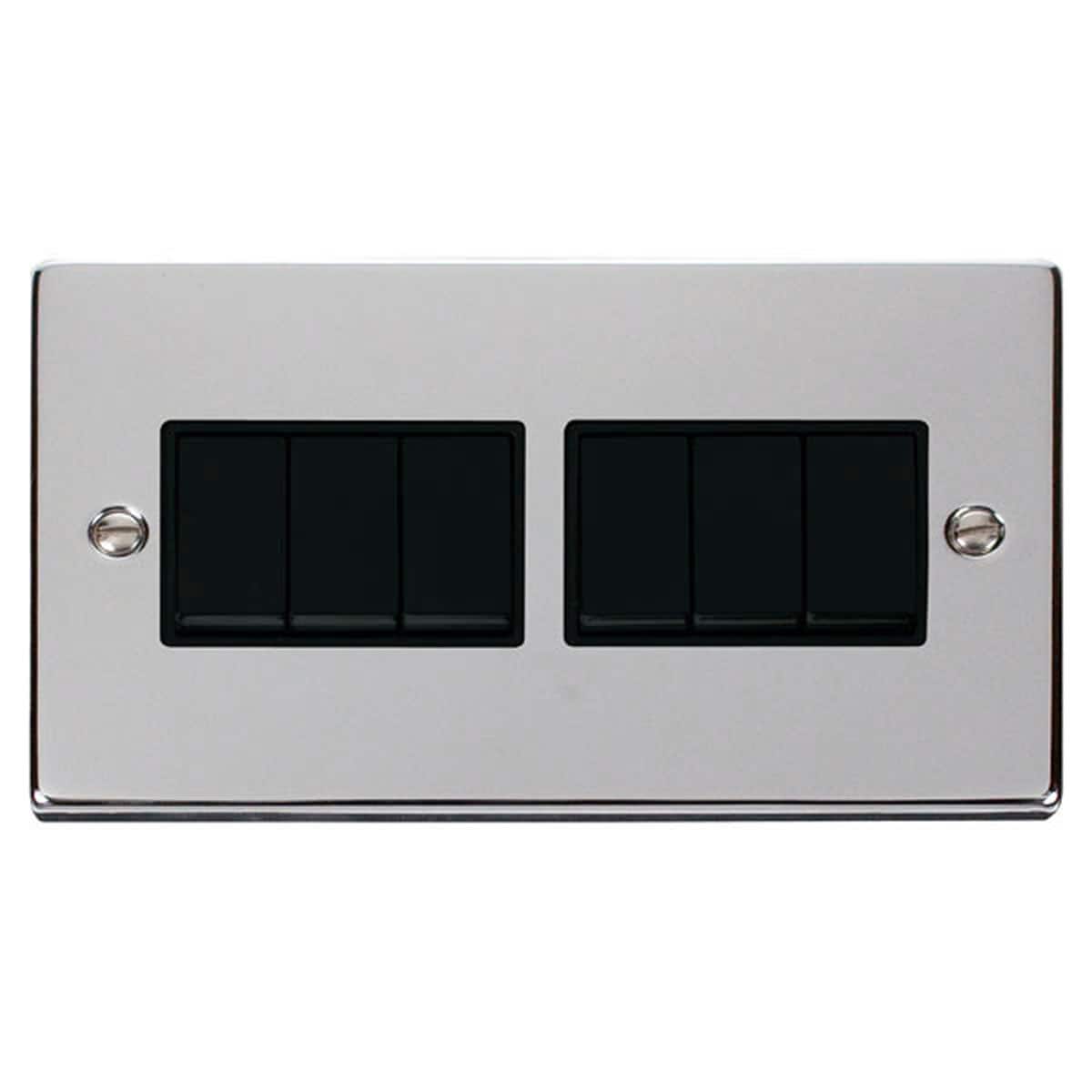 SE HOME Polished Chrome 10A 6 Gang 2 Way Light Switch Chrome Polished Chrome