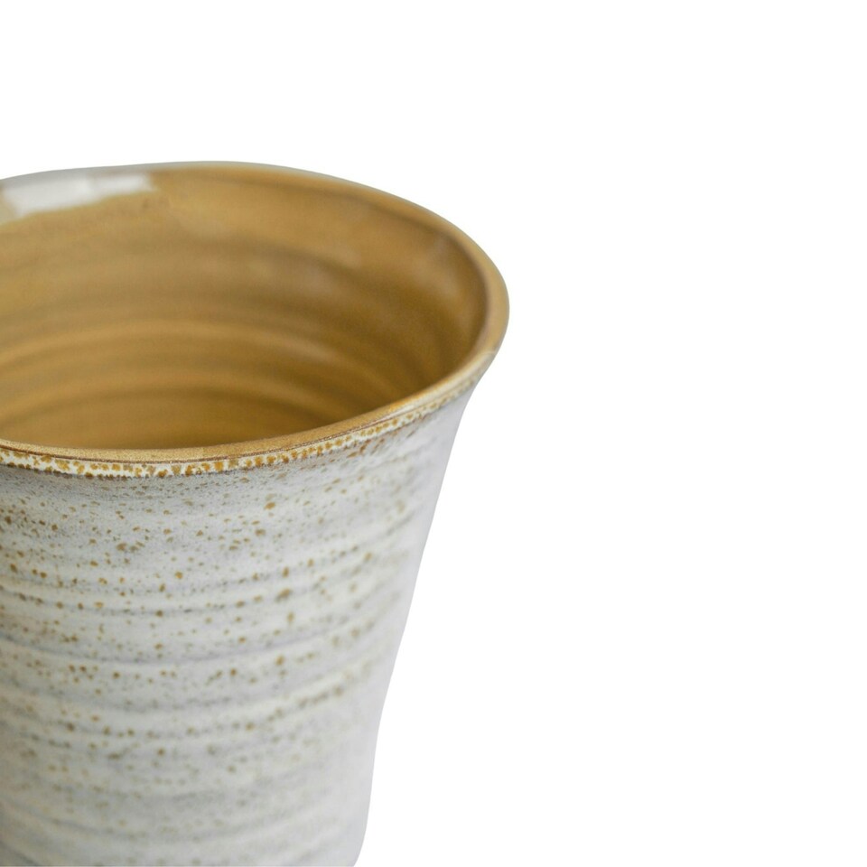 image 1 of Vallo Reactive Glaze Tapered Planter Cream