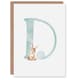 image 1 of Greeting Card Bunny Rabbit Alphabet Letter D New Baby 1st Birthday