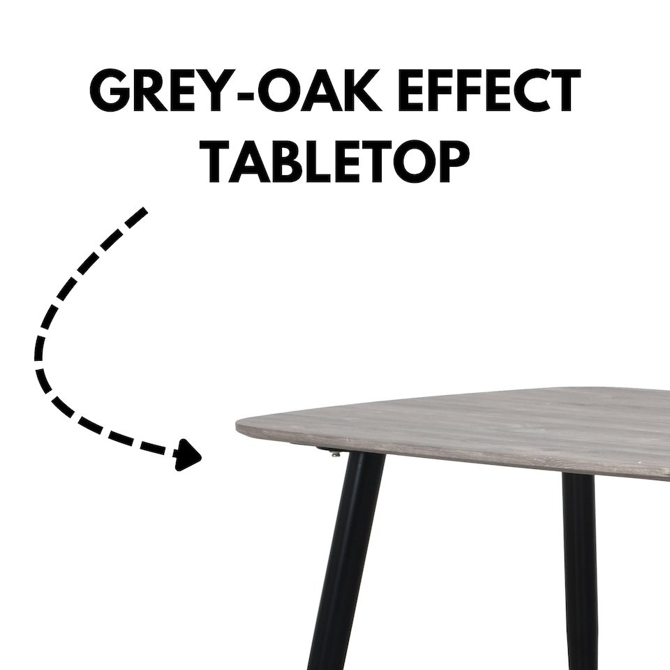 image 1 of Rectangular Dining Table 120cm - Modern 4 - 6 Seater Spacious Kitchen Table | Grey | Grey | 1