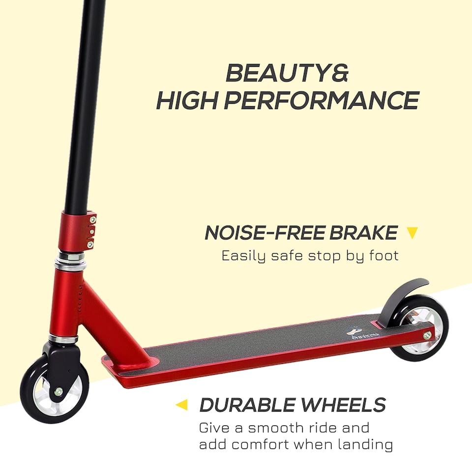 image 1 of HOMCOM Stunt Scooter Entry Level Tricks Scooter for 14+ Beginners, Red