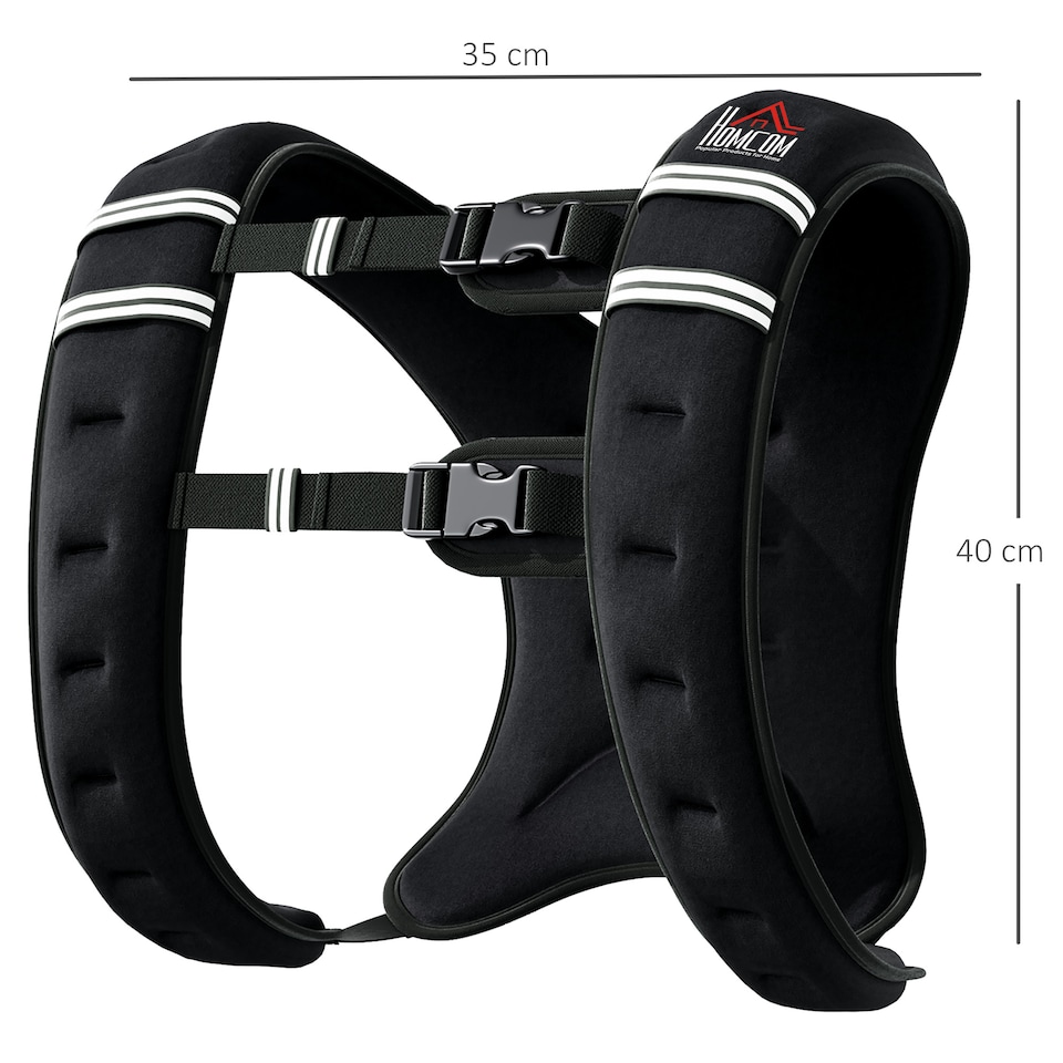 image 1 of HOMCOM 10KG Weighted Vest with Adjustable Straps, Pocket, Reflective Strips | Black
