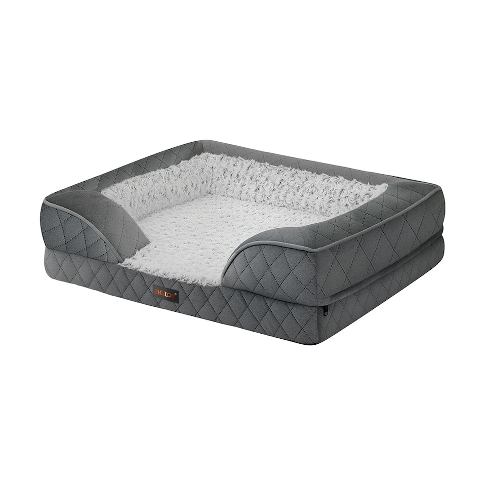 image 1 of Skylos Orthopedic Pet Bed Dog Memory Foam Cushion Calming Mat Washable Large Grey | Grey | Large