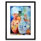 image 1 of Polka Dot Glazed Porcelain Ceramic Vases Folk Art 9x7" Black Framed Wall Art Print