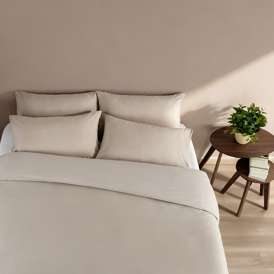 image 1 of Everyday Luxury Cotton Duvet Cover Set - Warm Pebble | Grey | Warm Pebble | Double
