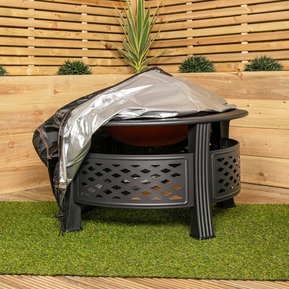 image 1 of Samuel Alexander Heavy Duty Waterproof Anti UV Windproof Outdoor Protective Garden Fire Pit Cover Black