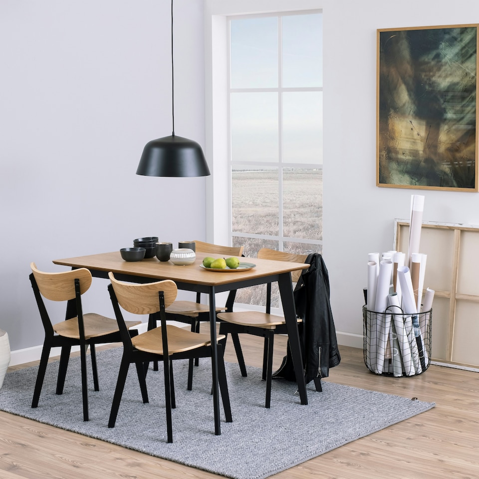 image 1 of Roxby Dining Chairs in Black and Oak Set of 2