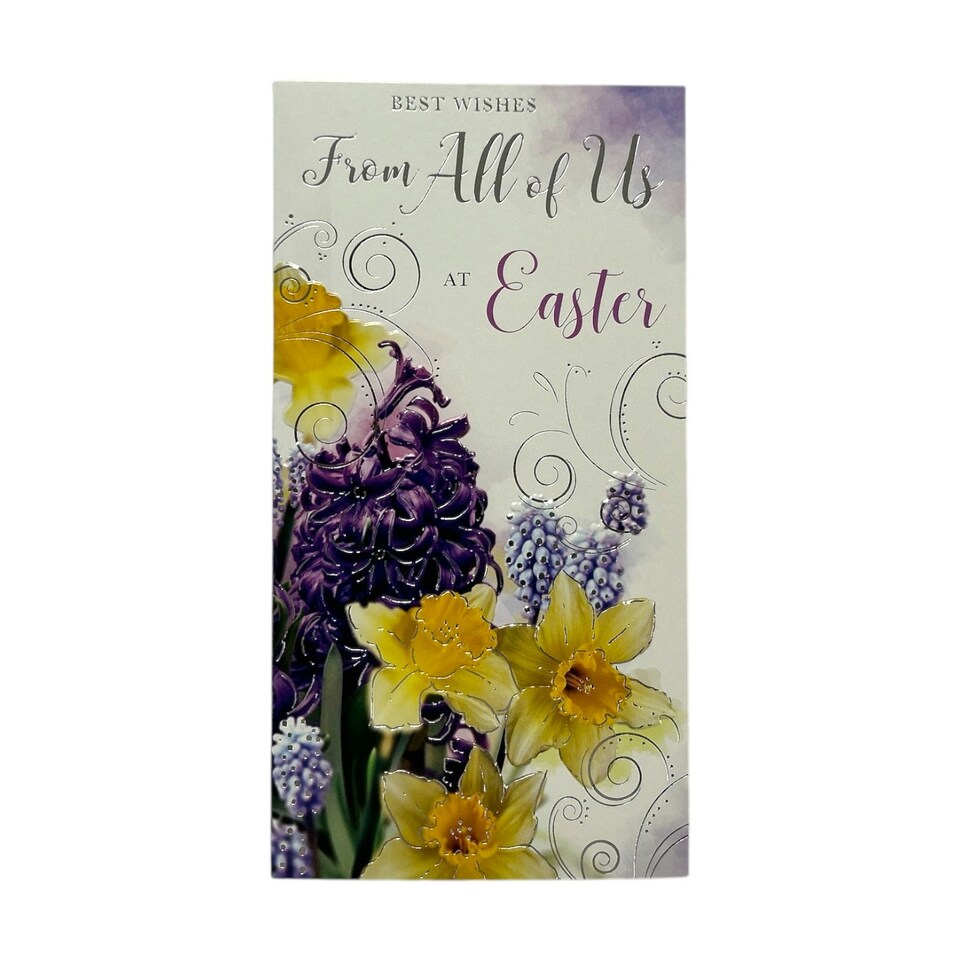image 1 of From All Of Us Lilac And Daffodils Flowers Design Easter Card