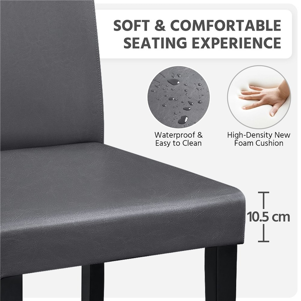 image 1 of Yaheetech Set of 4 Fabric Upholstered Dining Chairs Grey | Dark Grey