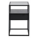 image 2 of Randolf Bedside Table in Black with Smoked Glass