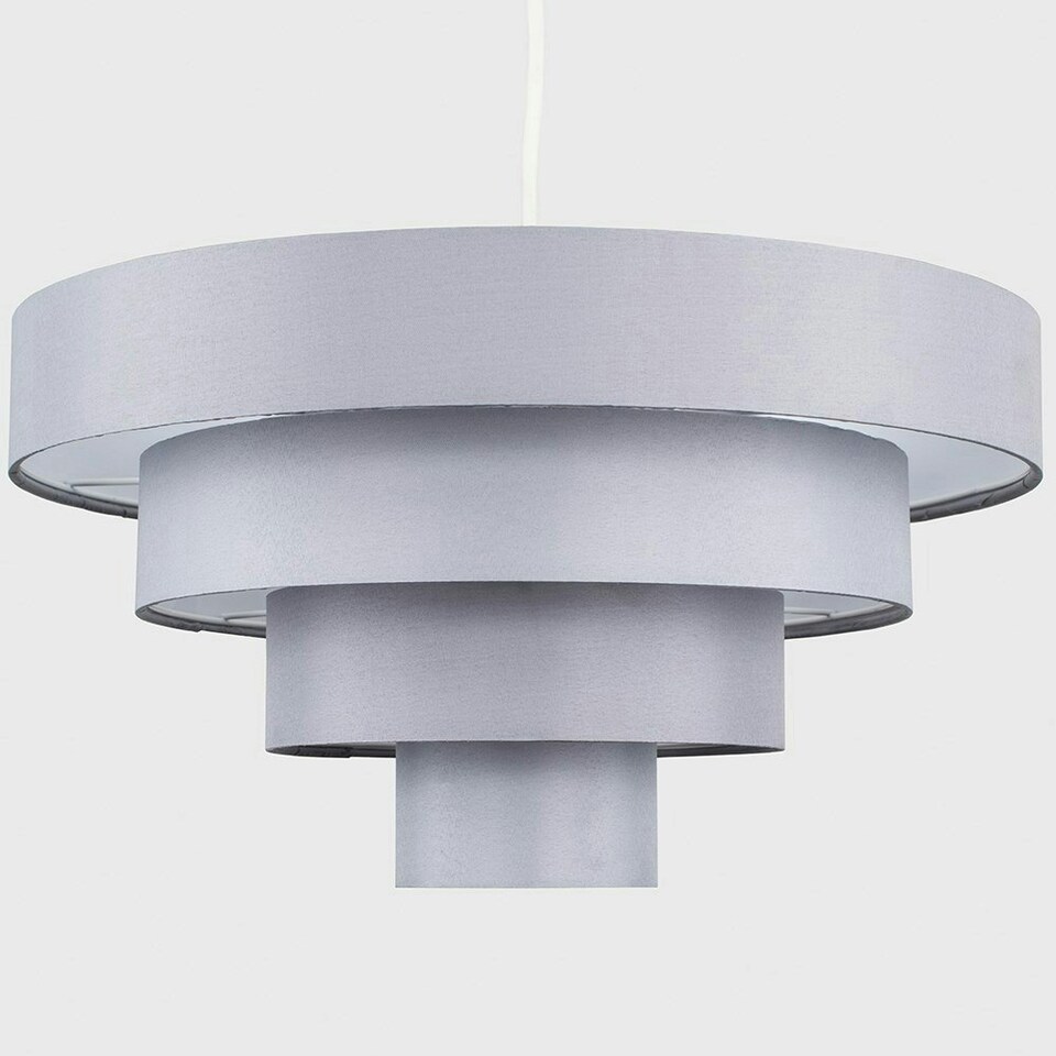 image 1 of ValueLights Modern 4 Tier Grey Fabric Ceiling Pendant Light Shade
