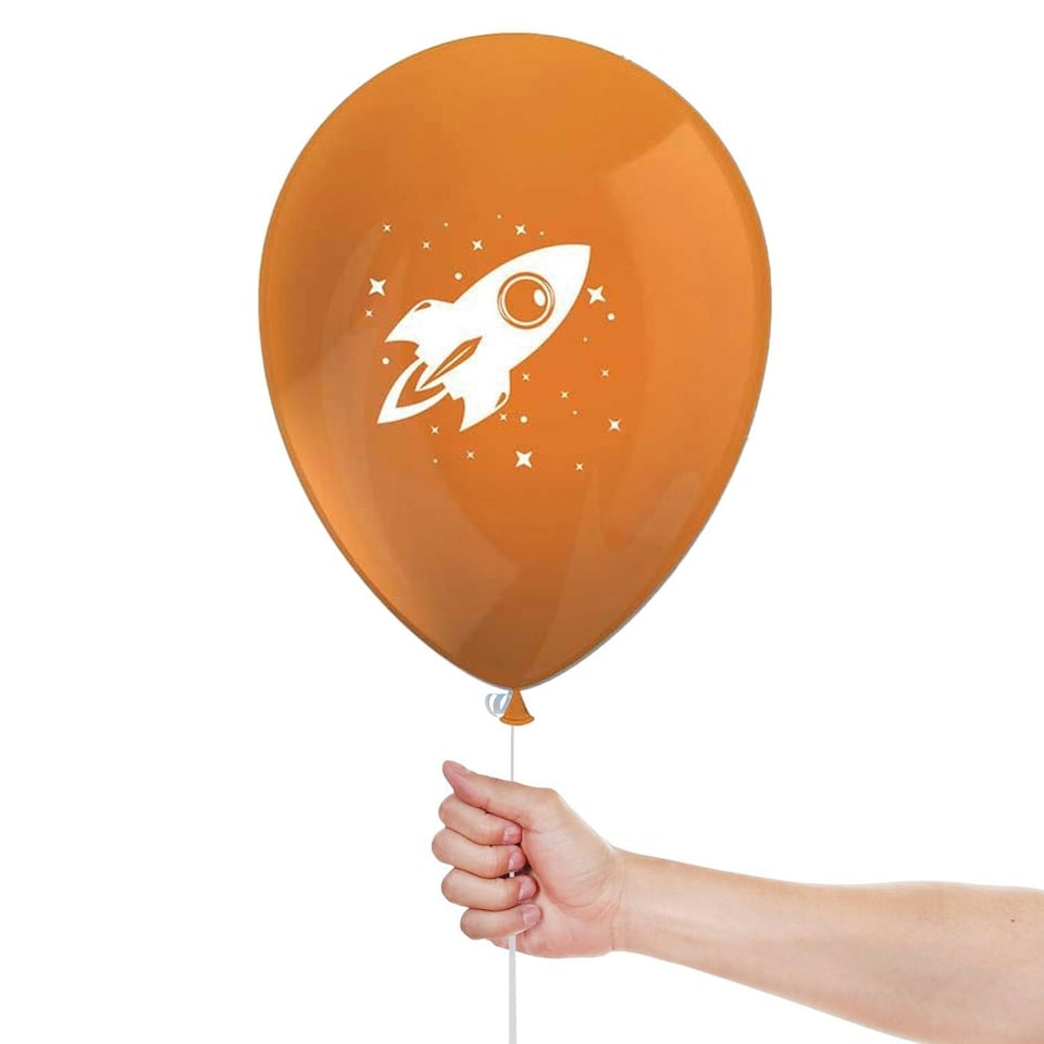 image 1 of Outer Space Rocket Latex Balloons 28cm / 11 in - Pack of 8 | Multi
